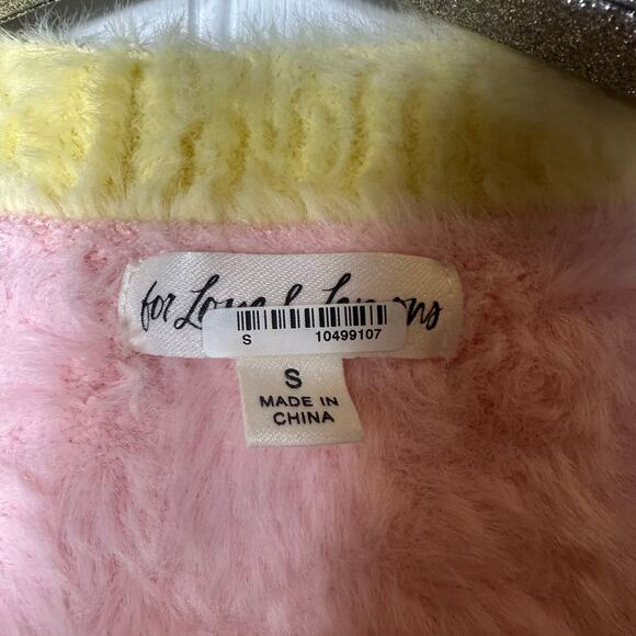 For Love & Lemons Sheila Cropped Cardigan Pink and Yellow - Picture 6 of 7